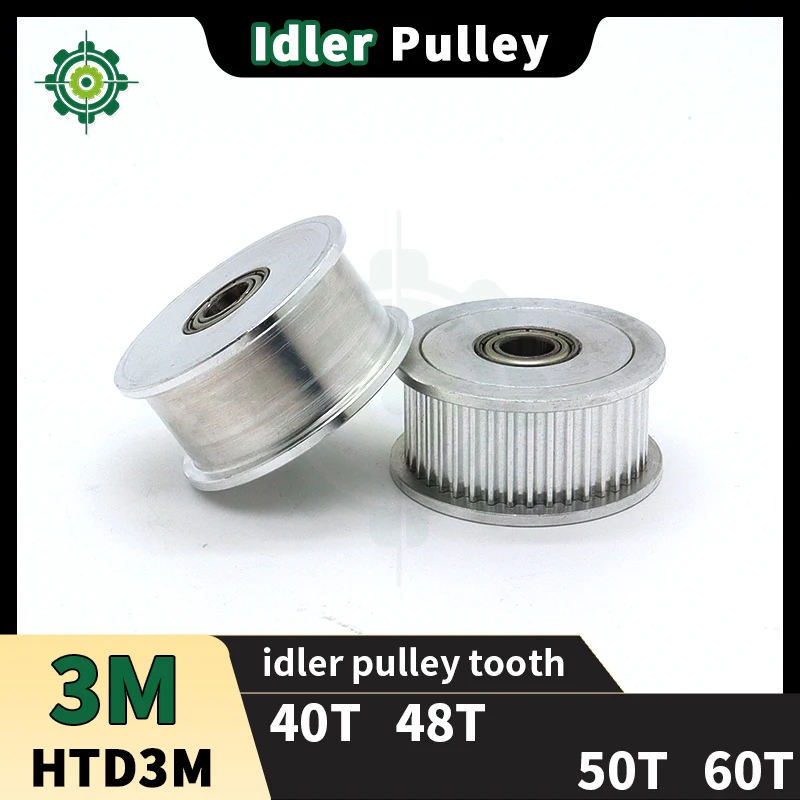 HTD3M Idler Timing Pulley 40T 48T 50T 60T 40Teeth 48teeth 50teeth 60teeth Belt Pulley Bearings No Teeth With HTD 3M Idler Pulley