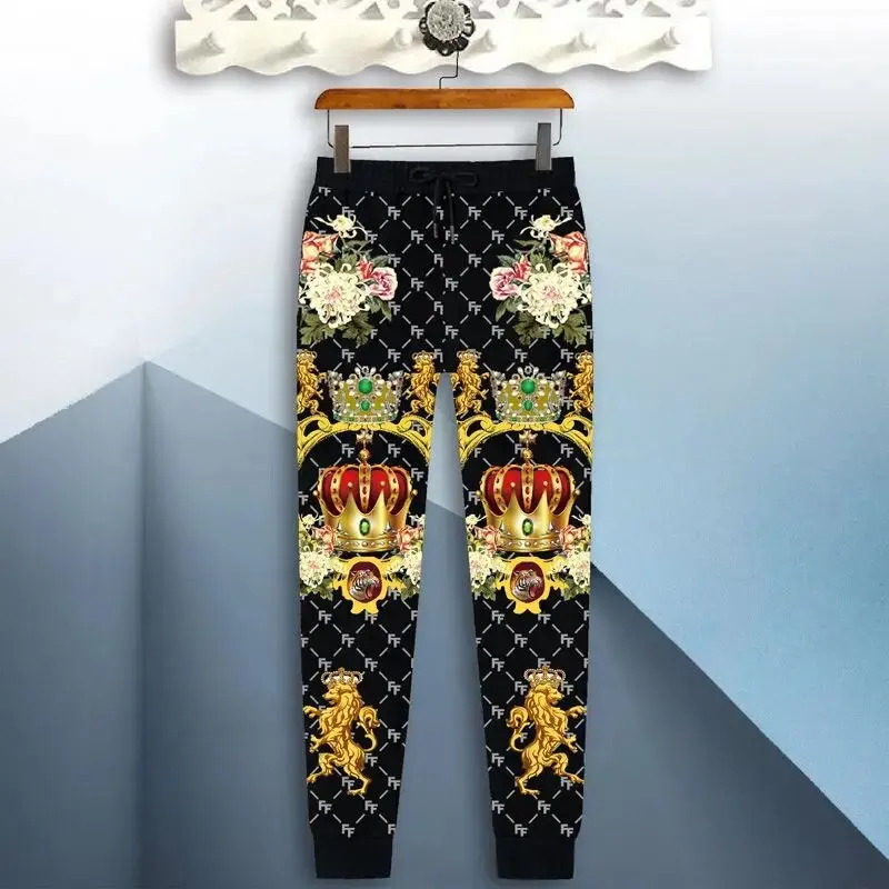 Men's Spring and Autumn Casual Sports Pants with Dragon Pattern 3D Printed Pants Neutral Street Casual Running Pants Q0167