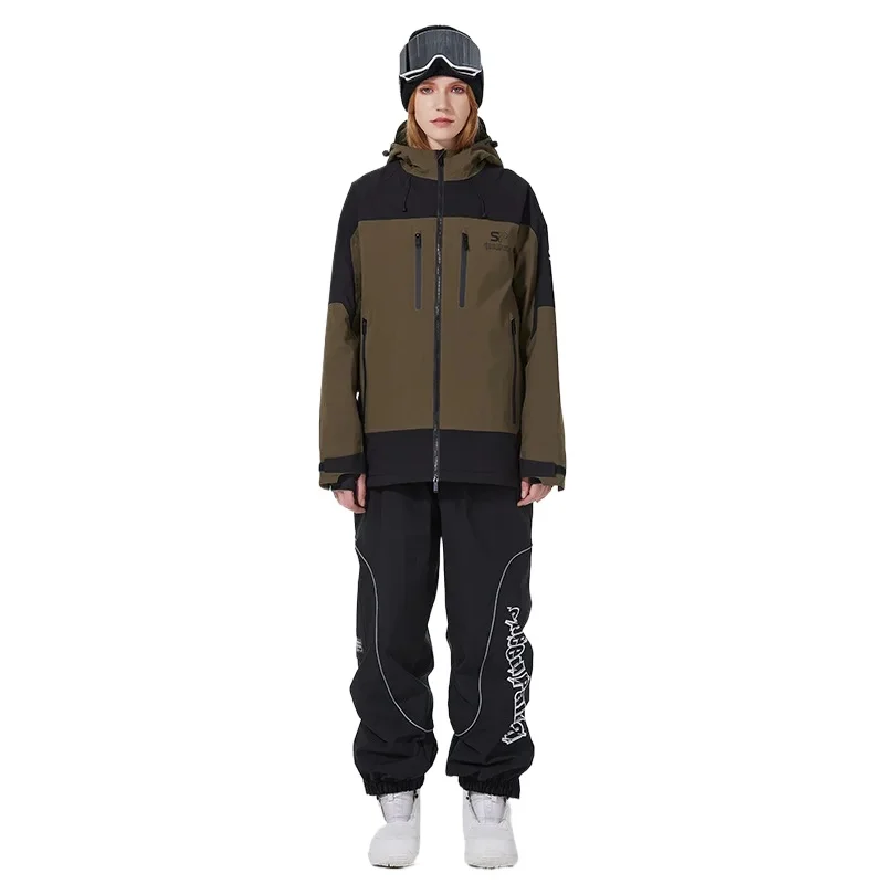 New Winter Hooded Skiing Suit Women Outdoor Loose Skiing Suit Men Single Board Warm Windproof Waterproof Breathable Snow Suit