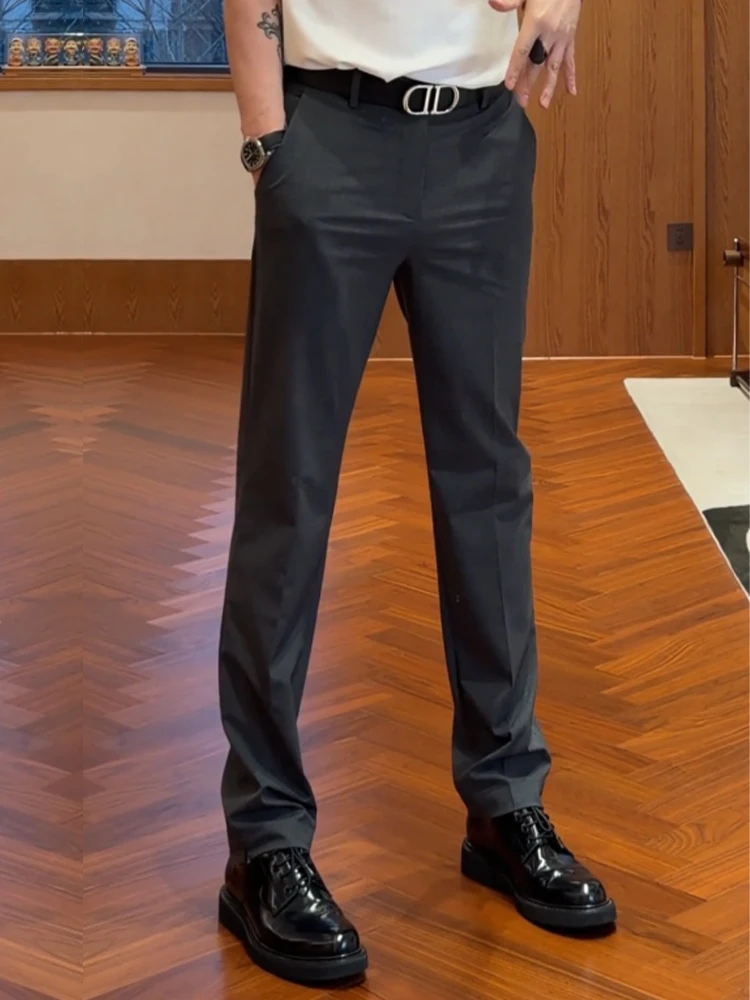 Business Casual Men's Slim Fit Straight Leg Pants No Ironing Required Elegant Simple Clean Version Slimming Gentleman's Leisu...