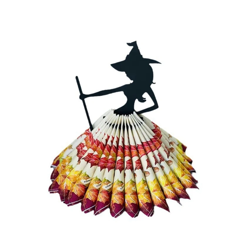 H55A Acrylic Napkin Holder Halloween Witch Statue Tissue Storage Rack Table Decor  for Kitchen Dining Room Decor