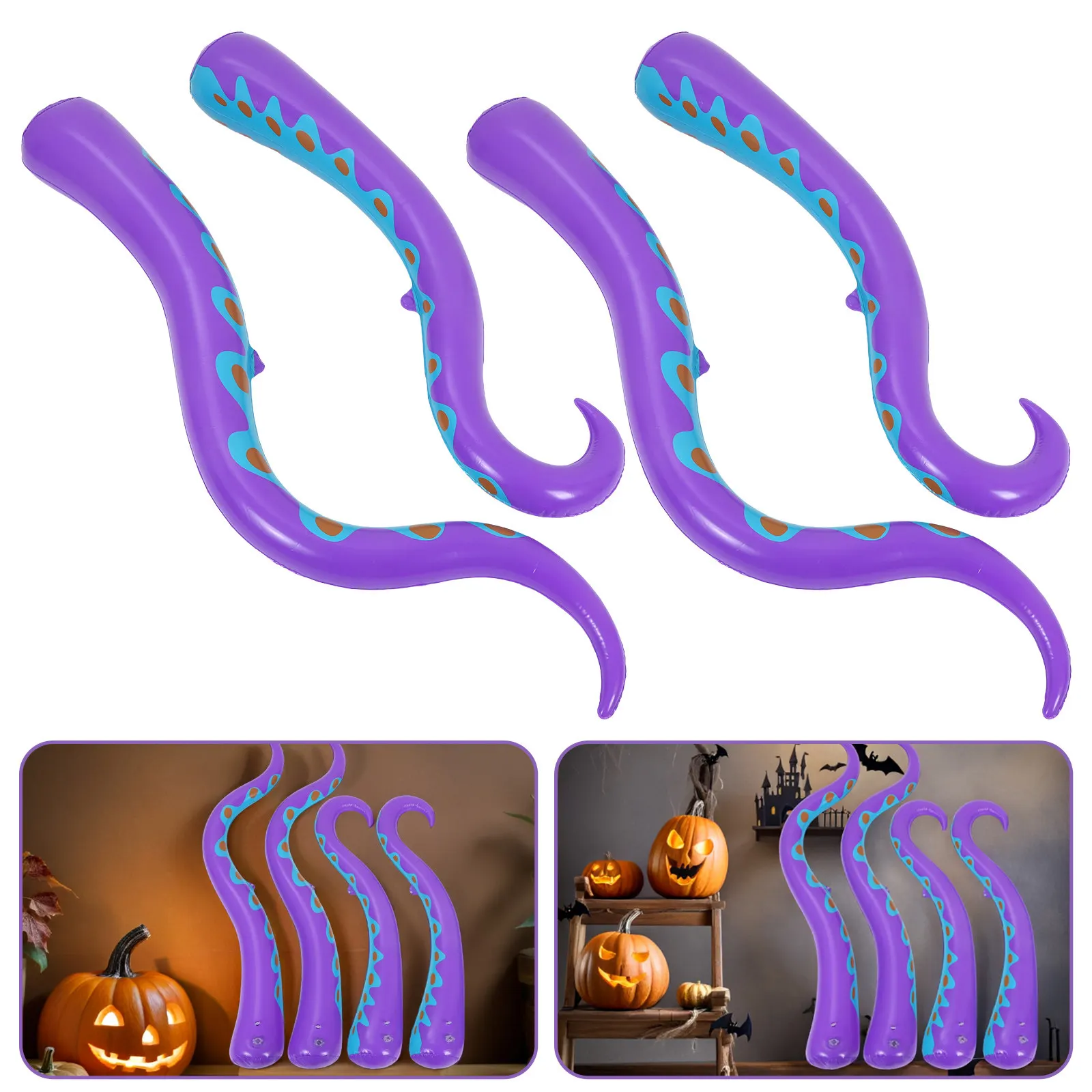 4 Pcs Inflatable Octopus Wood Decorations Tentacles for Window Blow up Halloween Crafts