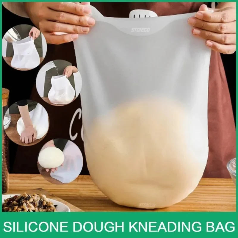 Bolsa para amasar masa de silicona de grado alimenticio, bolsa para amasar masa de silicona, bolsa mezcladora de harina, mezclador de masa versátil para pan, pastelería, Pizza