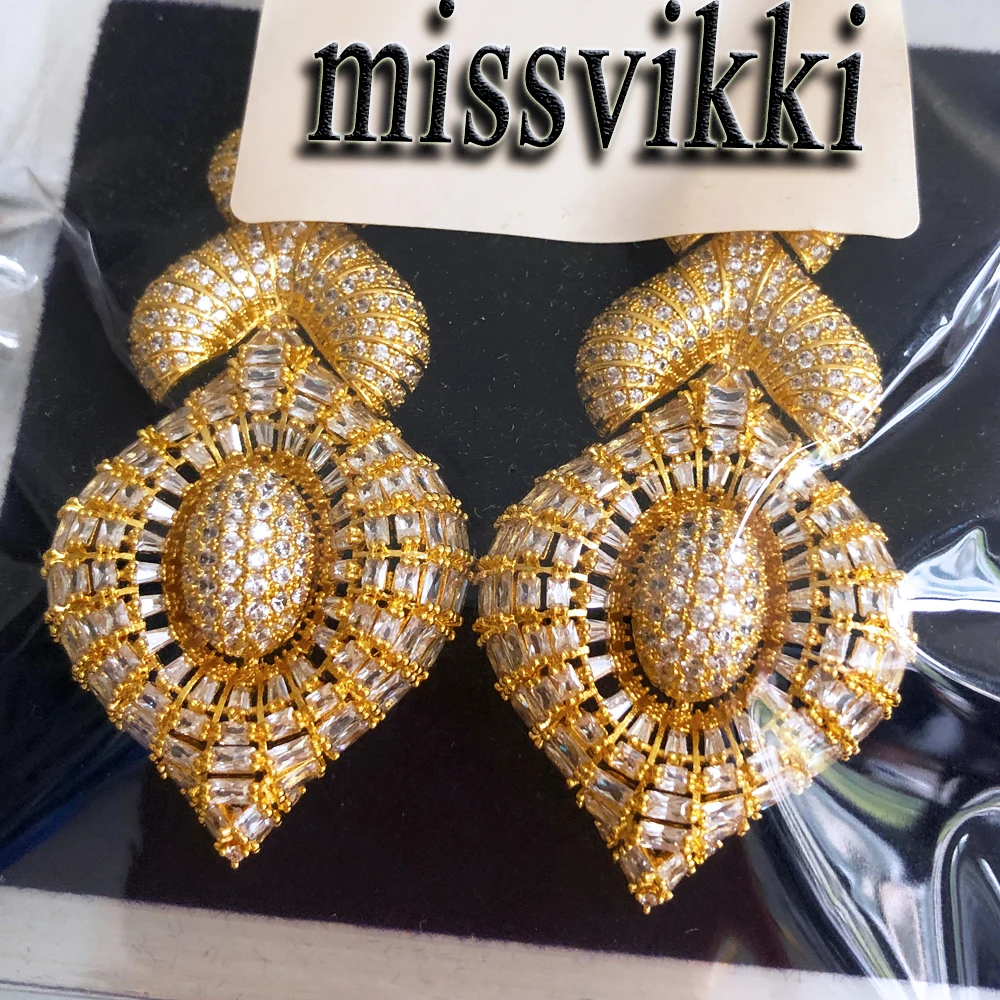 

Missvikki Original Gorgeous Big Pendant Earrings For Women Wedding Party Luxury Shiny Earrings Jewelry Gift High Quality