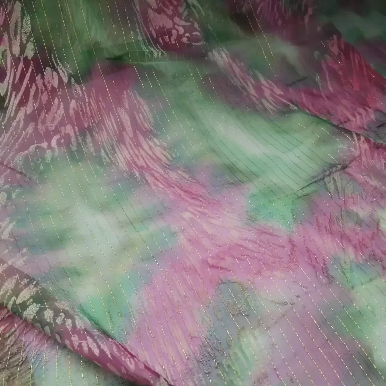 Somali Dirac Fabric Metallic Lurex Brocade Silk 8mm Saris Chiffon For Dress Scarf Material