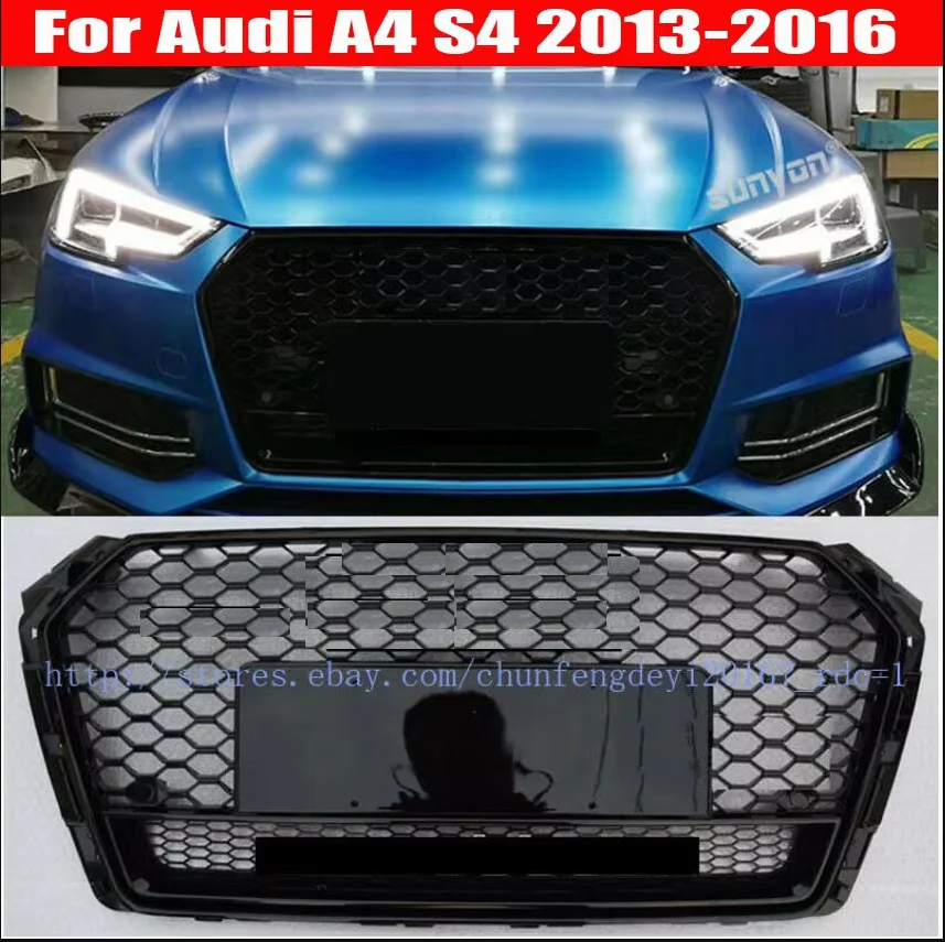 For Audi A4 S4 B8 B8.5 B9 2009 10 11 2012 2013 14 2015 2016 17 18 19 RS4 style Honeycomb Front Sport Mesh Honeycomb Grill Black