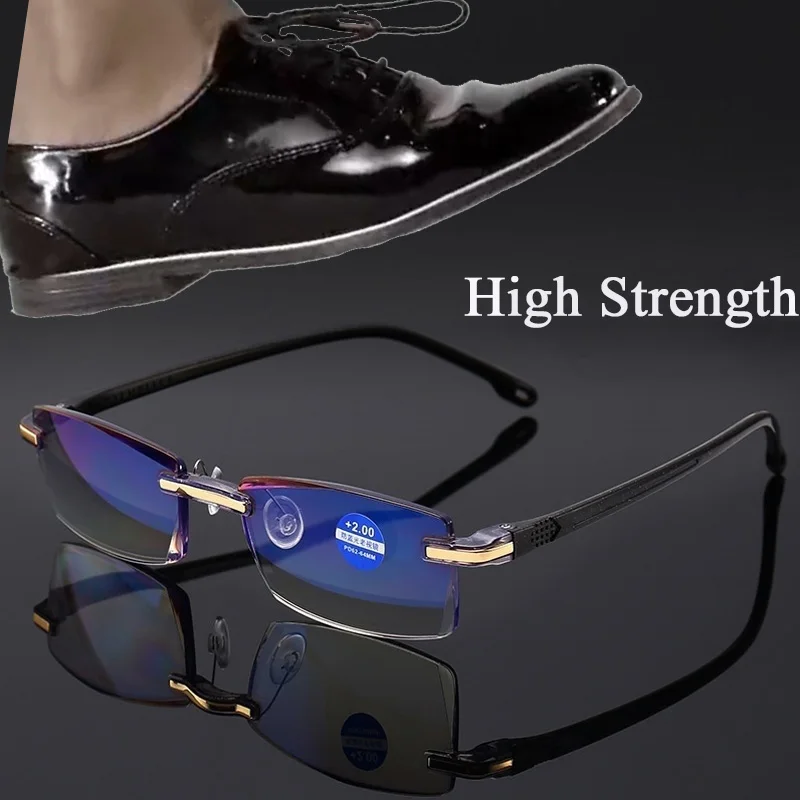 2020 High Strength Reading Glasses Men Anti Blue Light Portable Rimless Women Presbyopic Bifocal Glasses TR90 Gafas +1.0 To +4.0