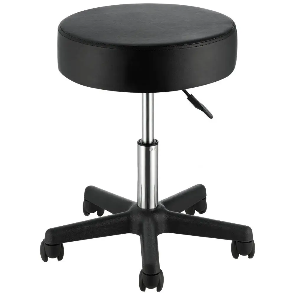 

Adjustable Height 400 LBS Rolling Stool with Wheels Swivel Ultra Thick Cushion Black