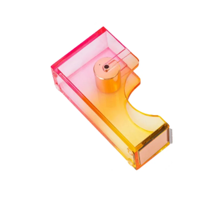 Desk Tape Dispenser Heavy Duty Cute Tape Dispenser Clear Acrylic Tape Cutter With Non-Skid Base Suitable For 1 Inch Core Tape