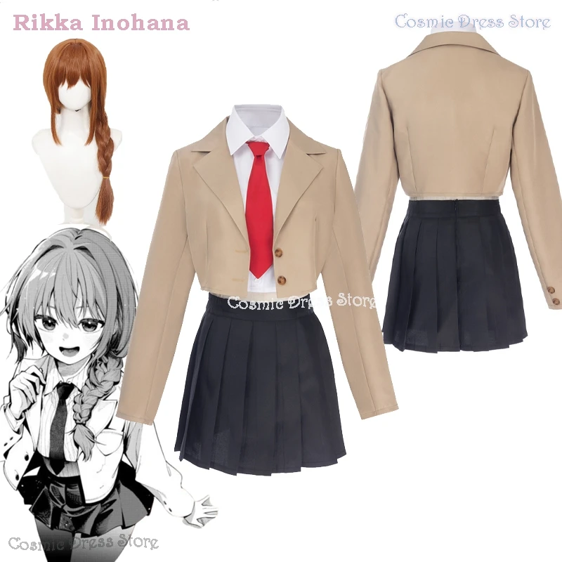 

Anime Manga Rikka Inohana Halloween Cosplay wig Costumes Tune In to the Midnight Heart School Uniforms Coat Skirt Women suit