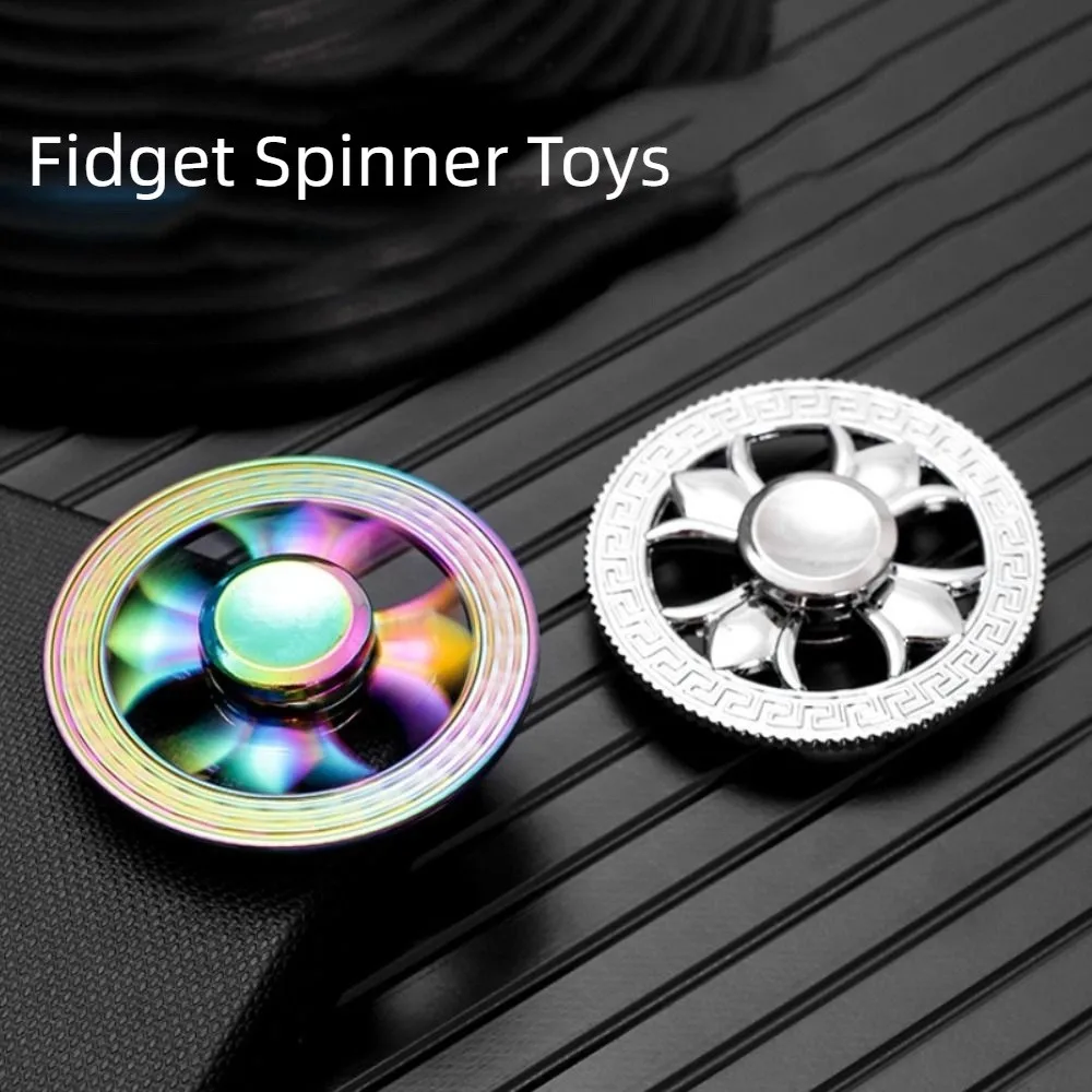 Round Fidget Spinner Toys Alleviate Fatigue Zinc Alloy Desktop Spinner Toys Metal Fingertip Gyro Party Favors