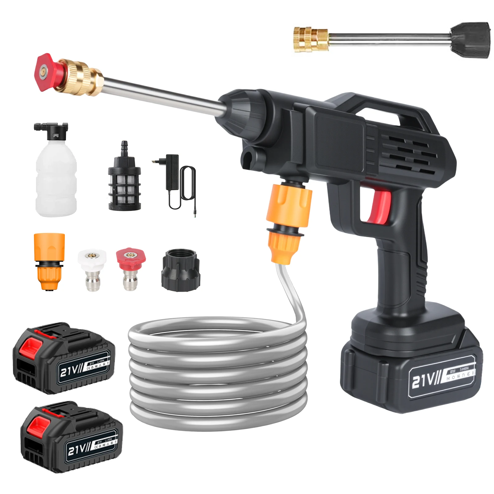 1500W 50Bar sans fil haute pression laveuse pistolet haute puissance Machine de nettoyage pour Makita 18V batterie broche (noir jaune bleu)