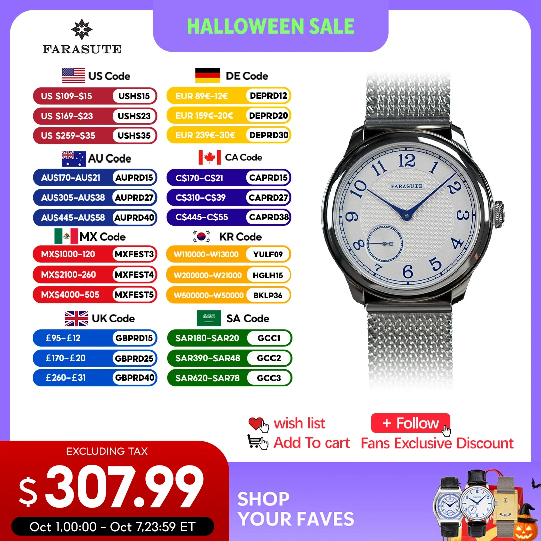 FARASUTE Retro Power Reserve 80 Hours Machinery Wristwatch For Men St17 Manual Mechanical Watch Small Second Steel Bracelet