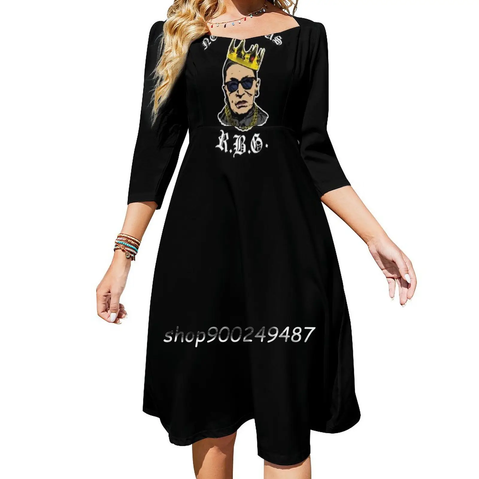 Notorious Rbg Tshirt Funny Ruth Bader Ginsburg T Shirt Square Neck Dress New Plus Size Elegant Women Waist Tight Dress Equality