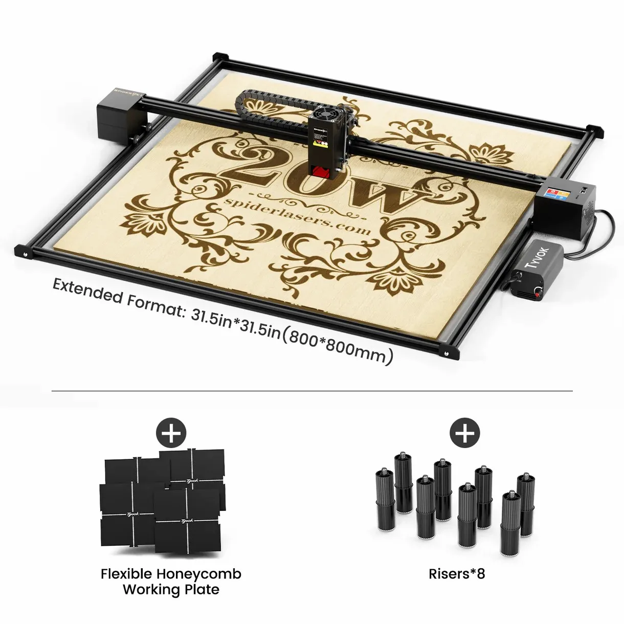 Tyvok Spider X1S Laser Engraver with 10W/20W Laser Head Engraving Cutting Machine Engraving Area 800*800mm Woodworking DIY Tools