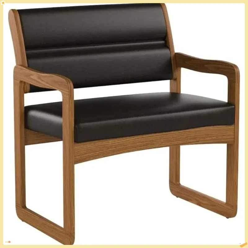 Cadeira para convidados resistente, base de trenó de madeira maciça com design de carvalho médio