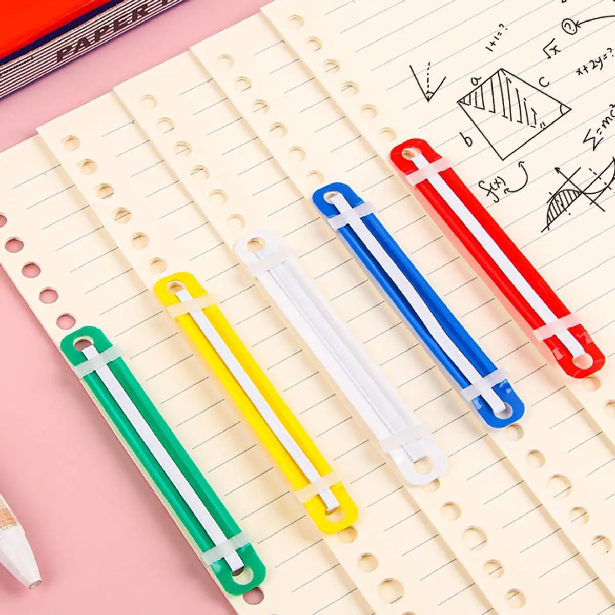 Plastic Binding Paper Fastener, Binding Clips, Paper Organizer, File Color, Fasteners, Adequado para Office e Uso Doméstico, 50Sets