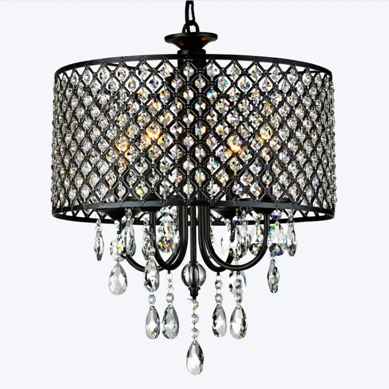 

Nordic creative black crystal chandelier living room bedroom restaurant outlet lamps