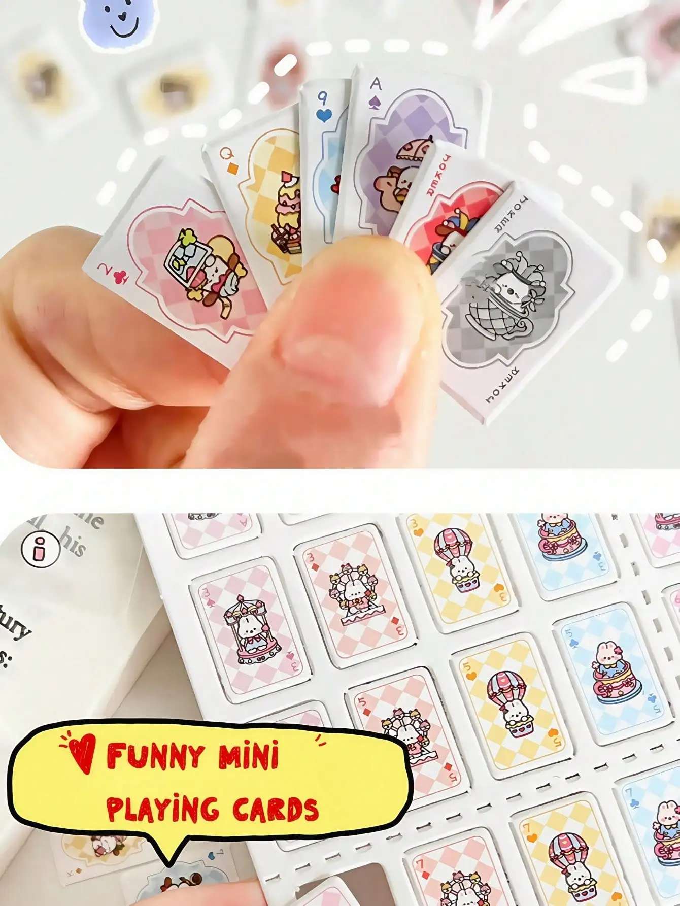 Miniature DIY Playing Cards 54Pcs with Storage Box, Portable Travel Card Game, TinyDecor & Cute Party Gifts for Family Gathering