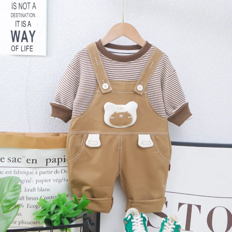 

New Autumn Baby Clothes Suit Children Boys T-Shirt Pants 2Pcs/Set Kids Clothing Infant Striped Cotton Costume Toddler Tracksuits