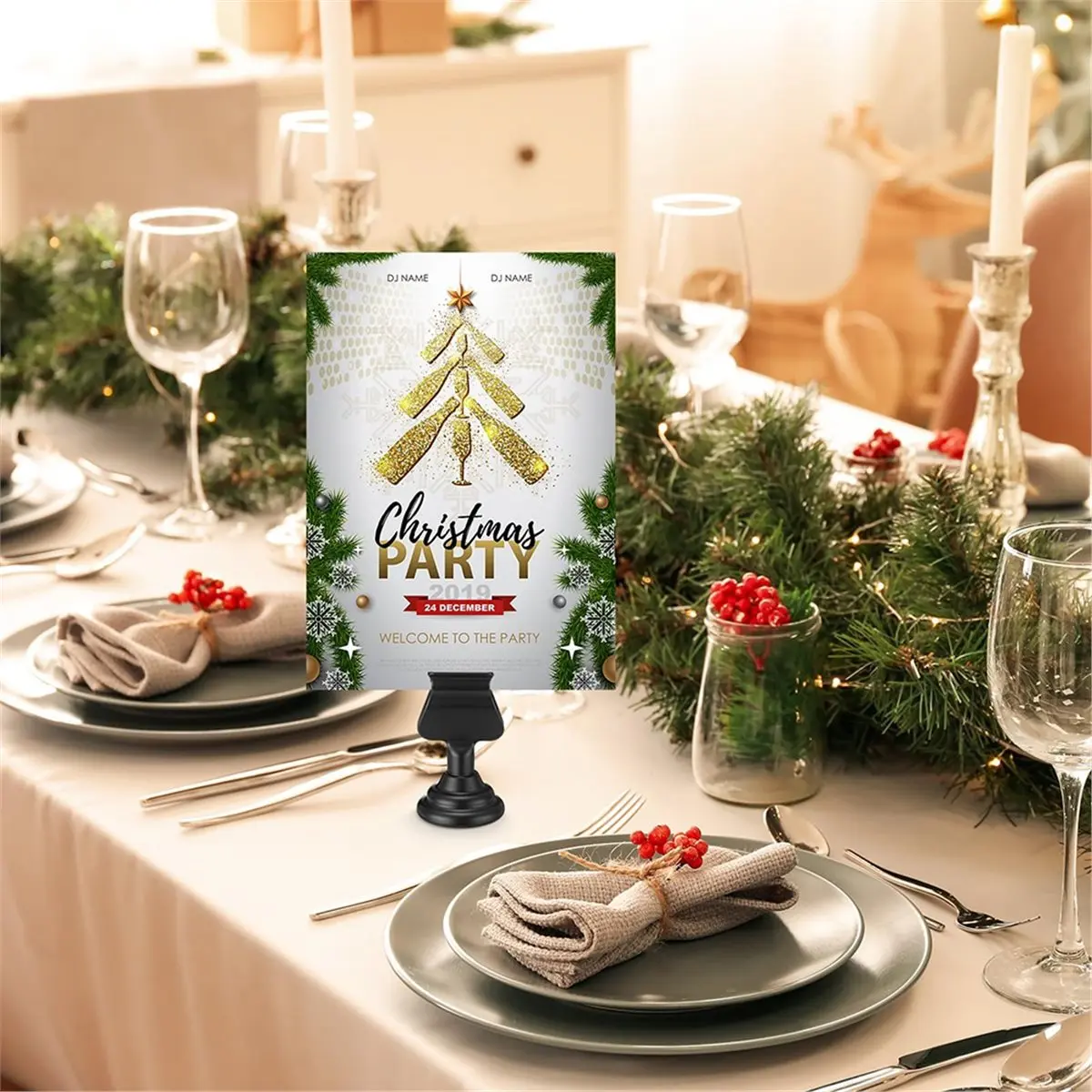Eco-friendly 10 Pcs Wedding Table Number Holders, Metal Black Mini Place Card Stands for Events