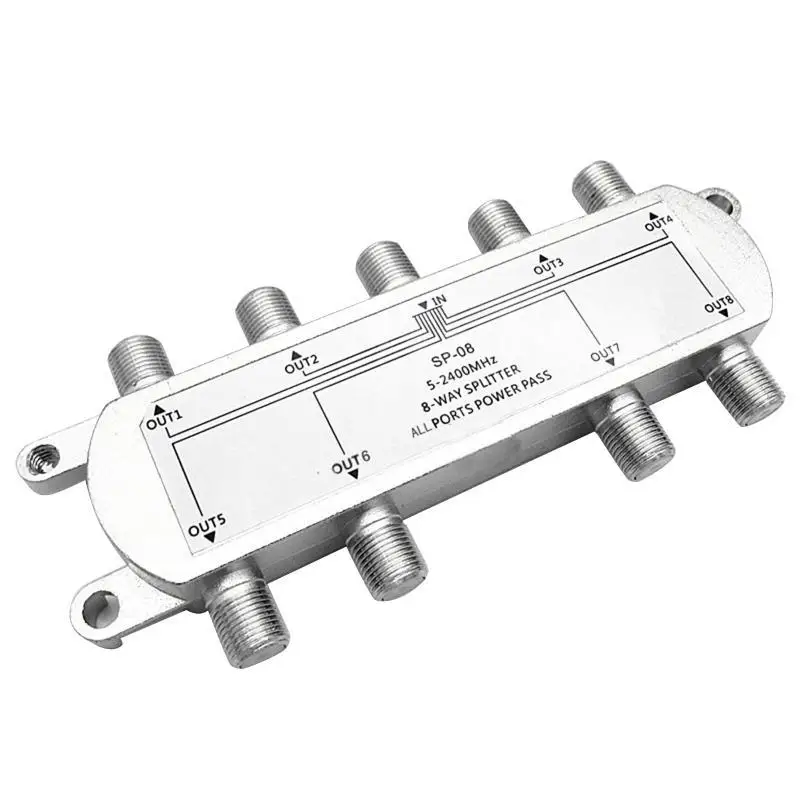 31BA 8-Way Coxial Cable Splitter Resistance Resistance Spreatite Alloy Godo