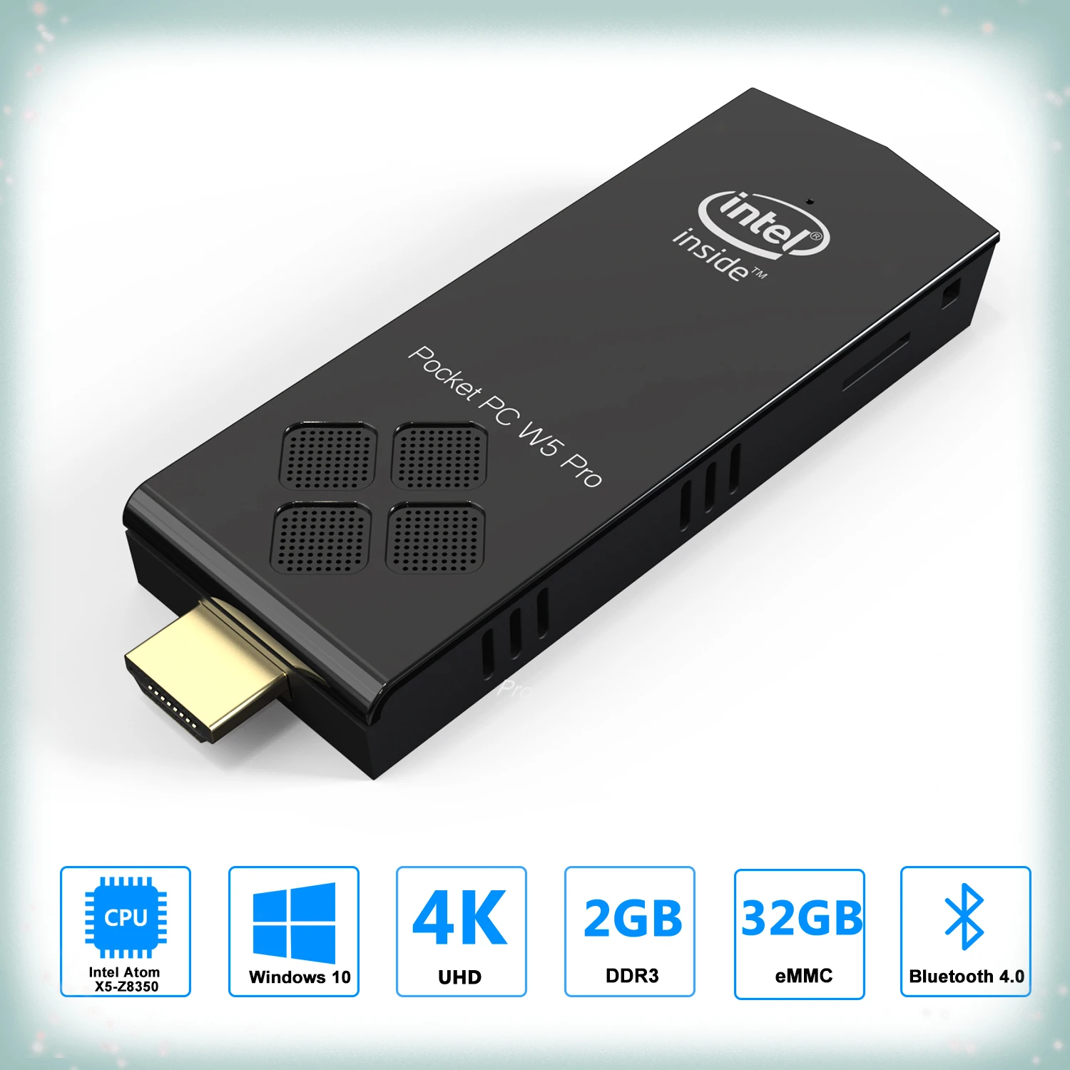 W5 Pro Draagbare Mini Pc Intel Z8350 Quad Core Activated Windows 10 Pc Stick Met Hd Wifi BT4.2 Mini Computer tv Box Pk T4