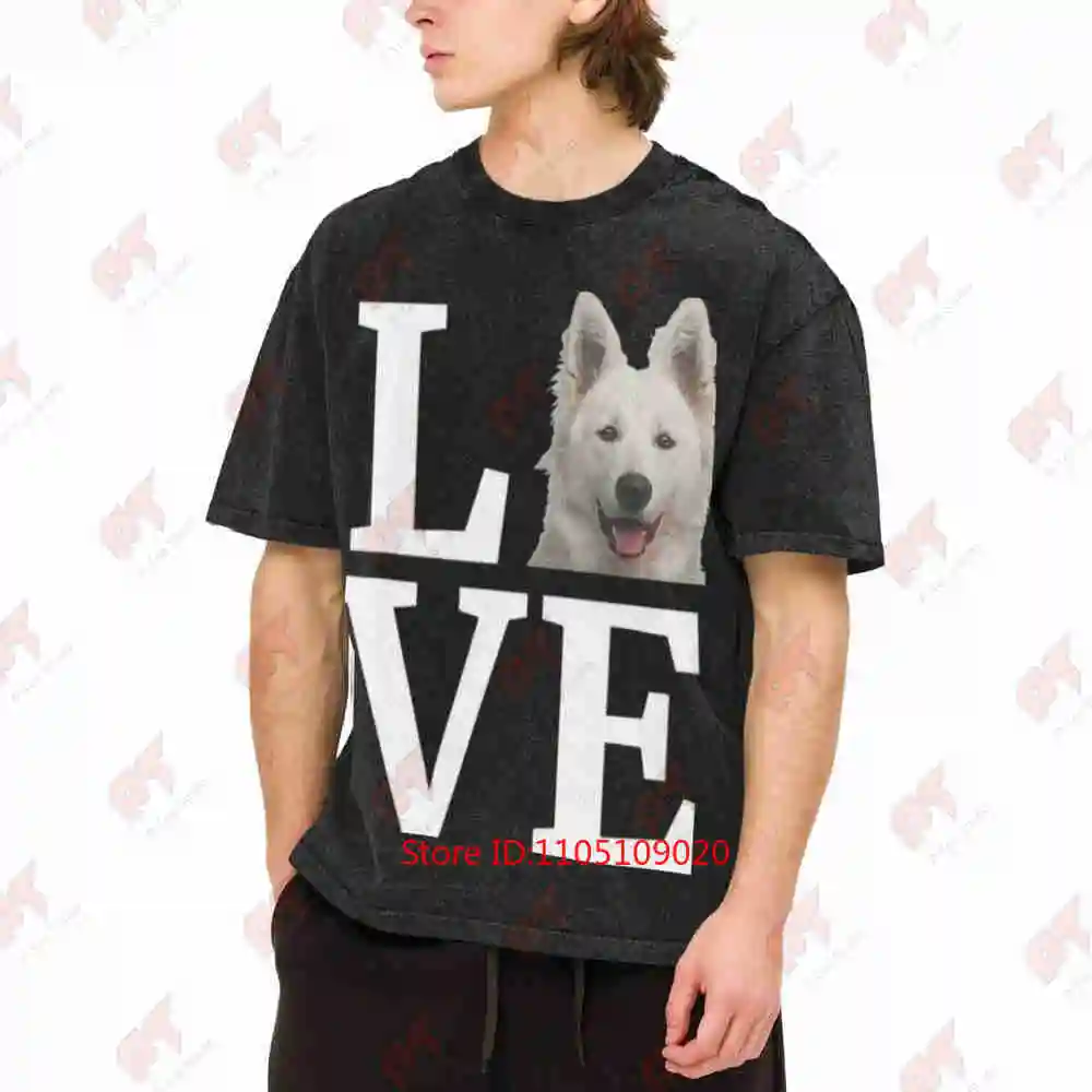 White Swiss Shepherd I Love White Shepherd Vintage Washed Tee Pure Cotton T-Shirt