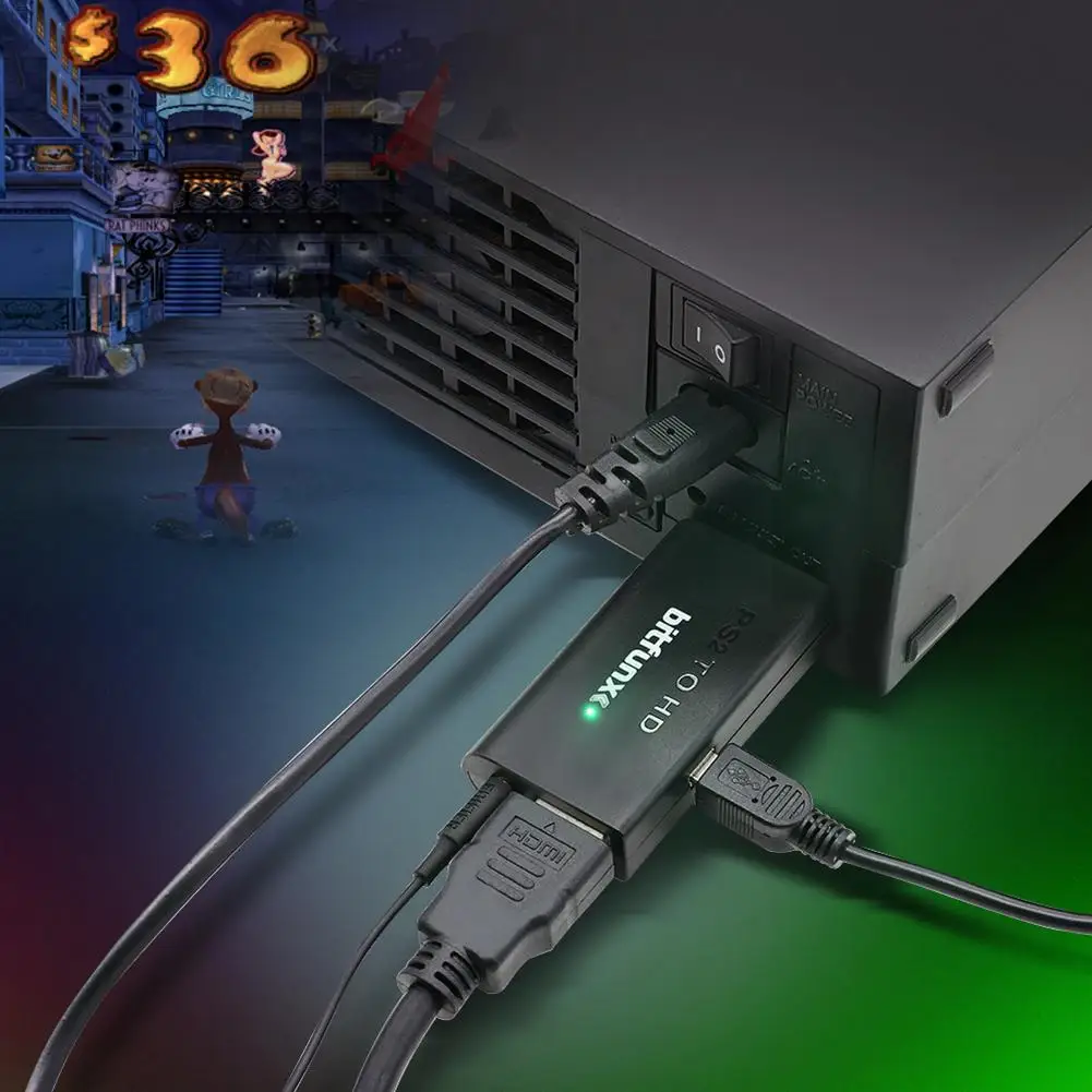 

Конвертер видео и аудио для PS2 в HDMI-совместимый формат, адаптер для игровой консоли PS2, совместимый с HDMI, для игровой консоли PlayStation 2.