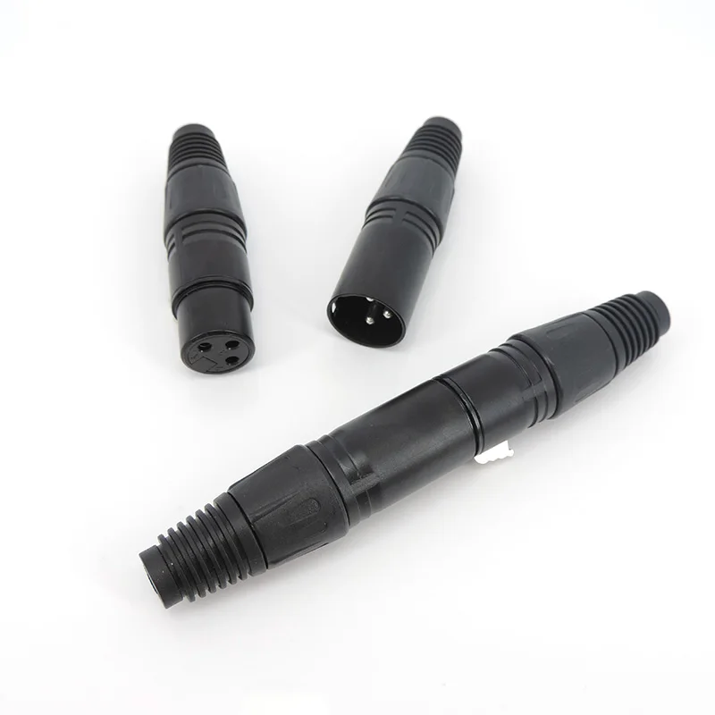 black 3-Pin 3 core XLR Male Female plug Microphone Connector Audio cord Plug mic adapter Cable Terminals Sound Wire R23