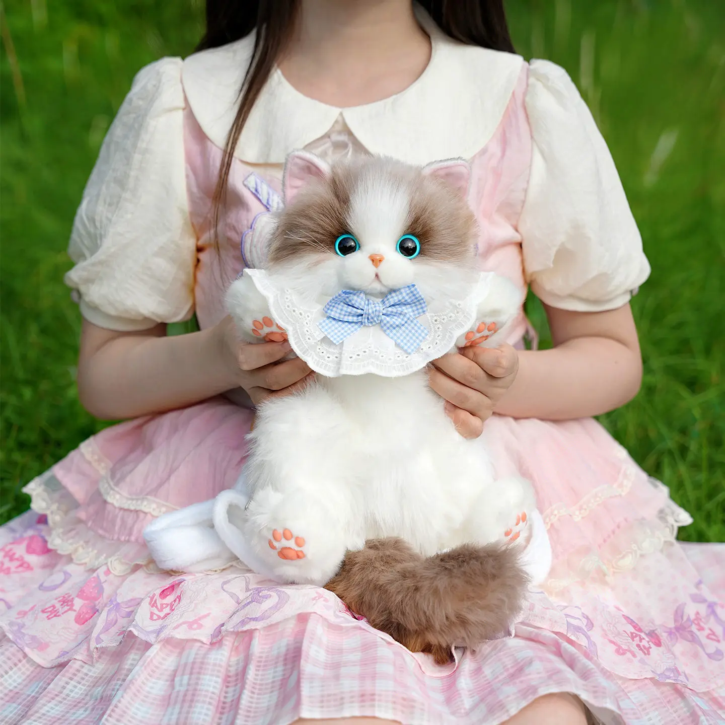 Cute Bionic Cat Backpack, Simulation Kitten Plush Bag, Soft Stuffed Animal School Bag for Girls, Creative Birthday Gift for Kids