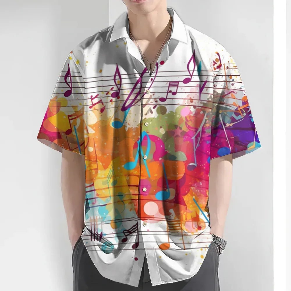 Men's Colorful Print Hawaiian Shirts, Casual Summer Breath Shirt, Short Sleeve Shirt, Oversized Man Clothing Tops, New Fashion