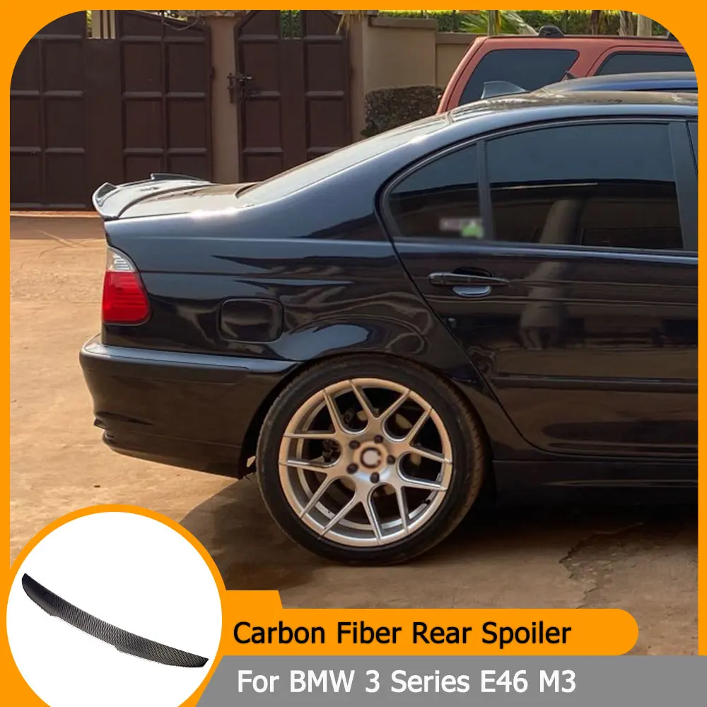 Car Rear Spoiler for BMW 3 Series E46 Base Coupe M3 2-Door 1998-2005 Carbon Fiber Rear Wing Trunk Lip Boot Lid Highkick Lip