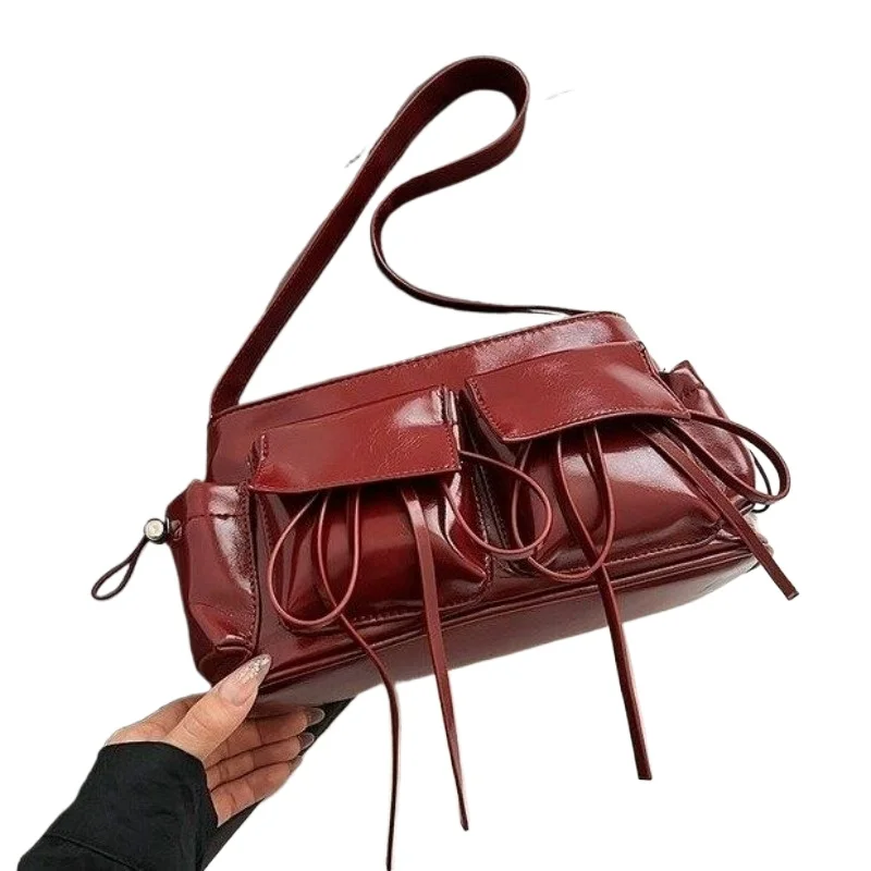 

Модная женская сумка подмышки с милым бантом, новая женская сумка на плечо с несколькими карманами, модная универсальная большая сумка, изысканная простая индивидуальность