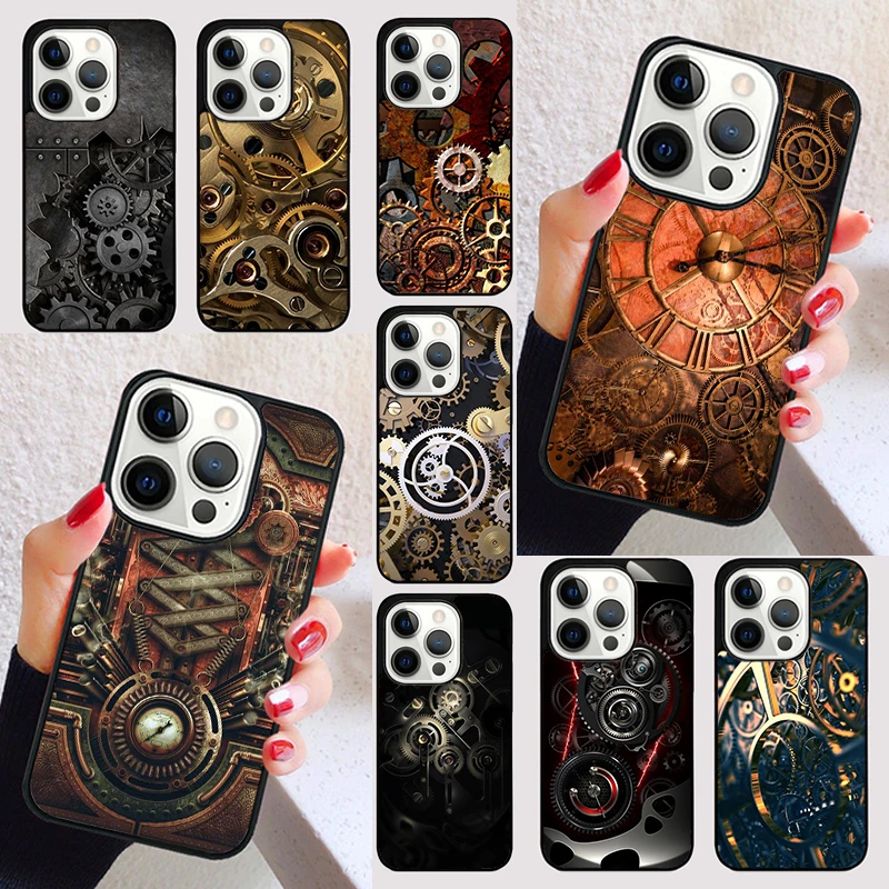 Steampunk Gear Mechanical cover For iPhone 15 16 13 12 11 14 Pro Max Mini Max SE 2020 7 8 6S Plus Phone Case