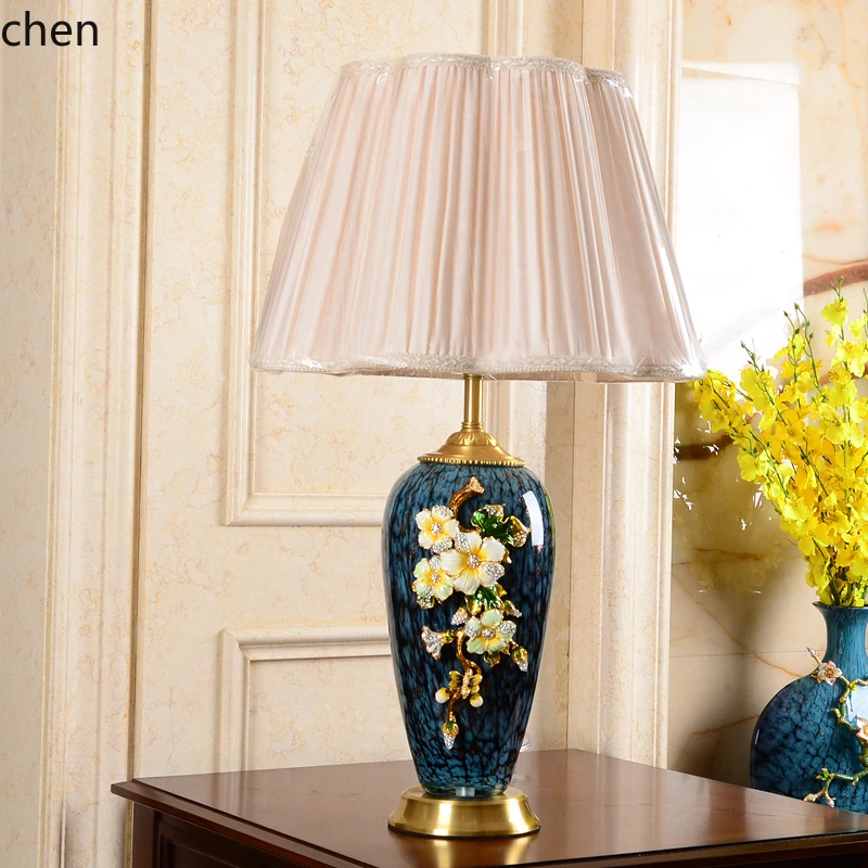 PYH New Chinese Style Enamel Color Glass Vase Ornament Dried Flower Decoration Dining Table Glass Flower Arrangement