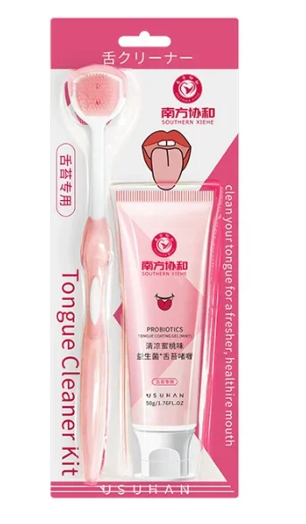 Raspador de lengua y Gel de limpieza de recubrimiento, elimina el olor fresco al mal aliento, productos de limpieza para la limpieza de la lengua, 청소 소