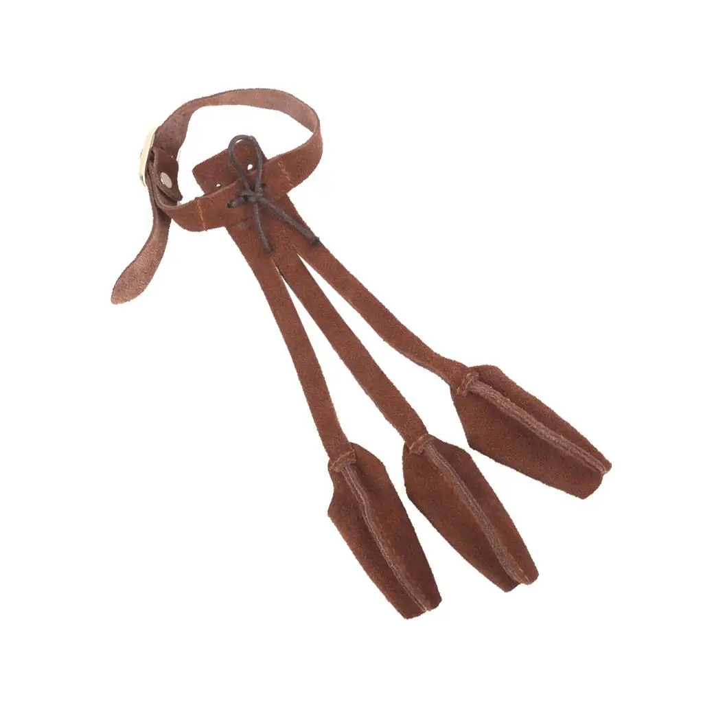 Protective Archery Finger Glove Traditional Suede Leather Glove Reinforced Tips Adjustable Strap Guard for Target and Range