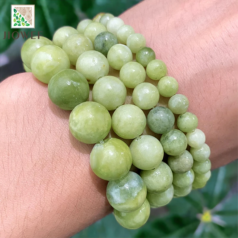 Natural Stone Beads Lemon Green Jaspers Round Beads for Jewelry Making Diy Bracelet Necklace Earrings 15\