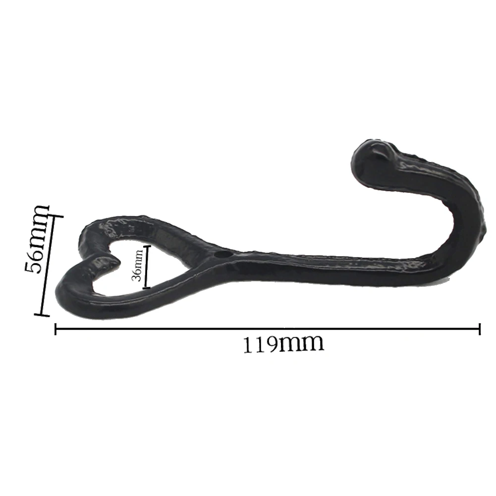 Heart Shape Hook Door Wall Mounted Vintage Bedroom Hat Holder Coat Storage Iron Decorative Black Home Hanger Kitchen Bathroom