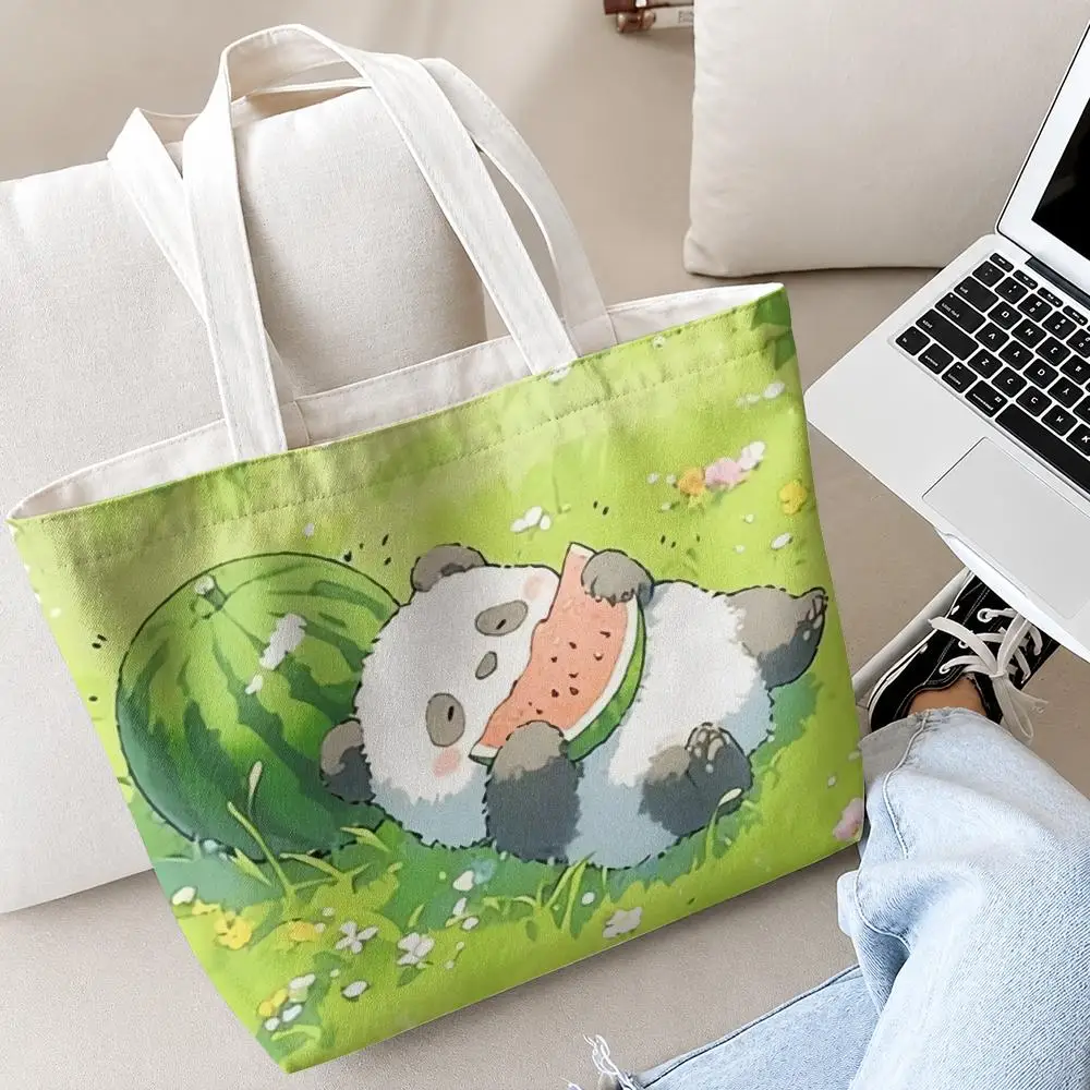 Cartoon Drawing Animal Storage Bags 2PC Canvas Tote Bag Set with Zipper Handbags Makeup Pouch Set Travel Bag