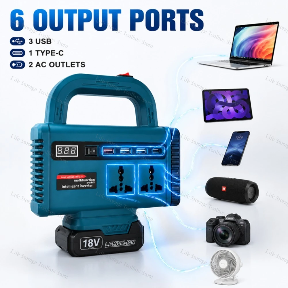 150W Multifunction Intelligent Inverter Converter Portable DC 21V To AC 180V-220V Battery Inverter For Makita 18V Battery