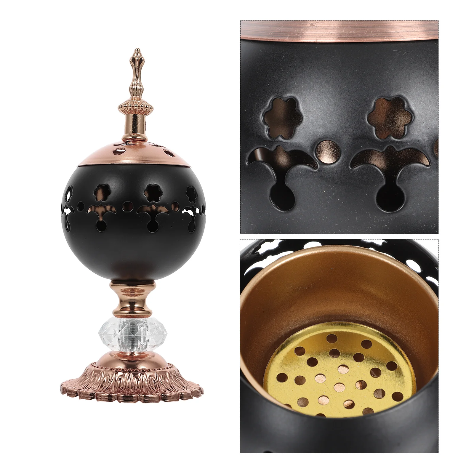 

1Pcs Iron Art Incense Burner Hollow Metal Incense Holder for Home Study Bedroom Sauna Room Tabletop Decorative Censer