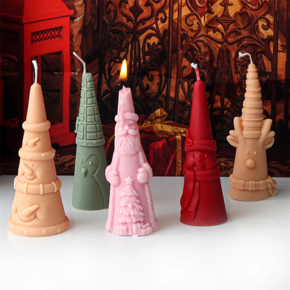 

Рождественский Санта/Снеговик/Лось/Пингвин/дерево форма цилиндра Санта силиконовая форма аромат соевый воск инструменты Рождественский декор для атмосферы