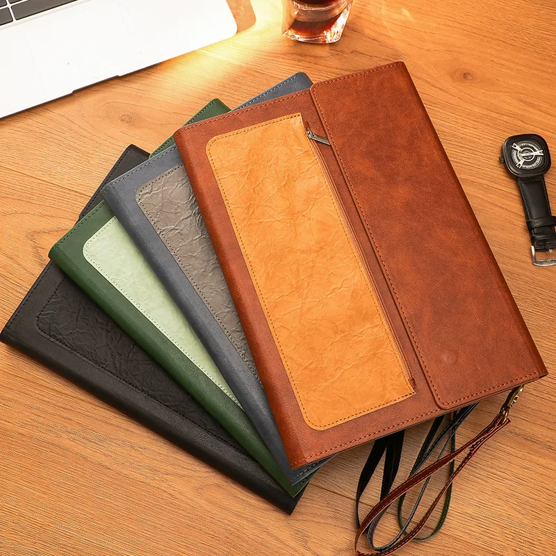 Borsa per documenti A4 in pelle da 1 pezzo Cartella di file addensata Conservazione di grande capacità per uso domestico in ufficio
