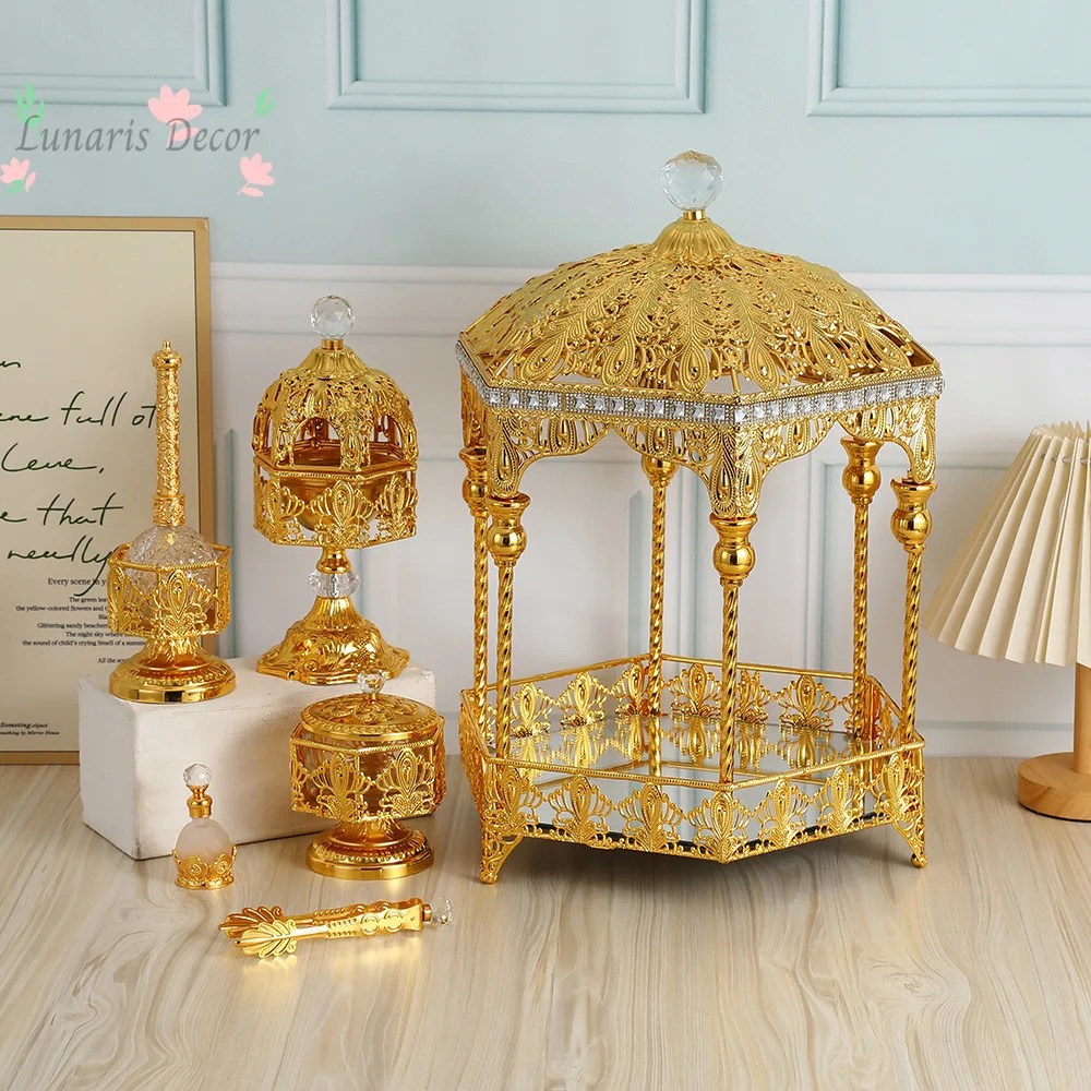 Golden six-piece aromatherapy burner cross-border hot-selling Arab living room home incense burner set