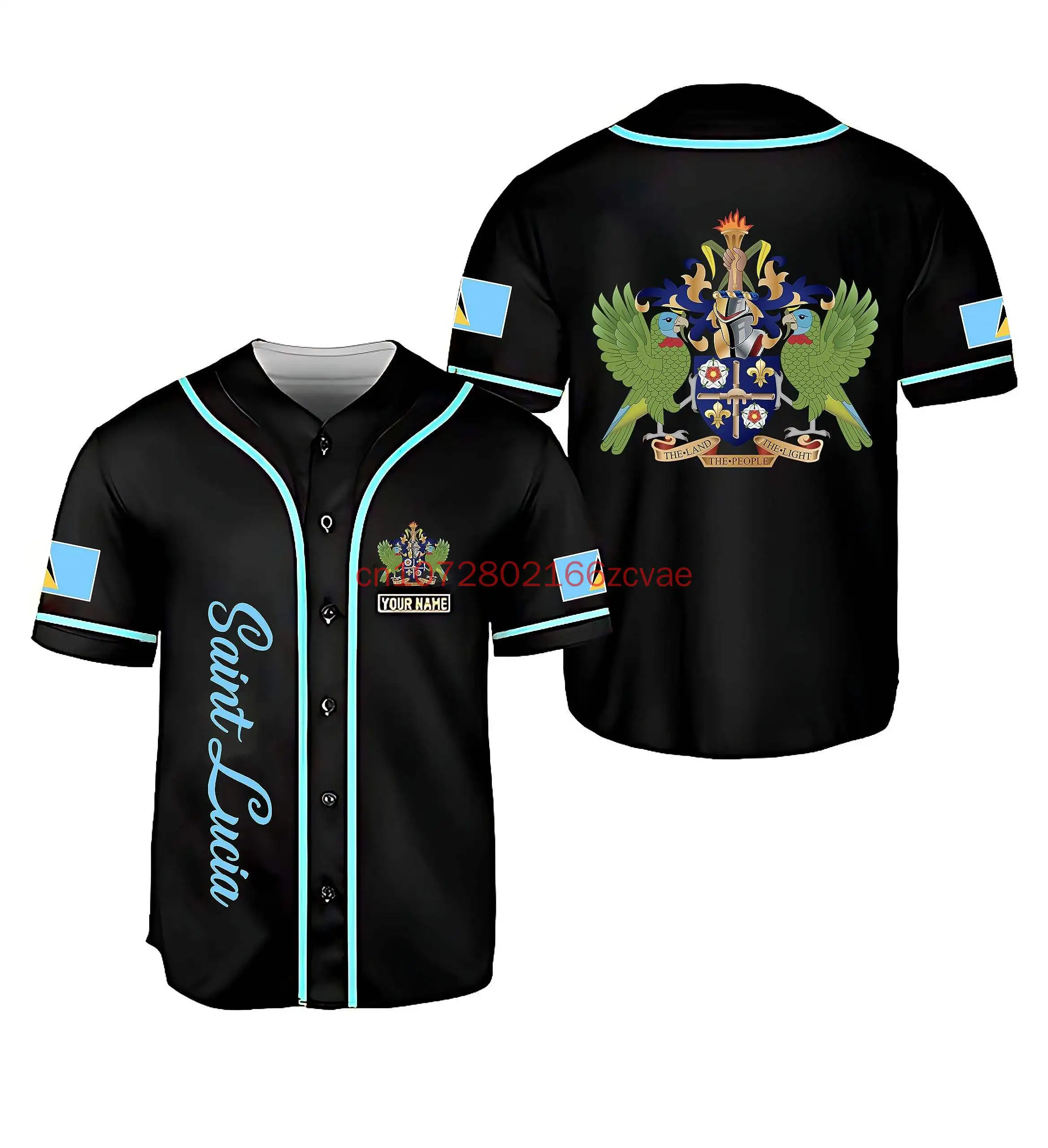 

Customized Saint Lucia Flag Baseball Jersey 3D Printed Mesh Fiber Cloth Breathable Top Fashion Men's and Women's Baseball Shirt