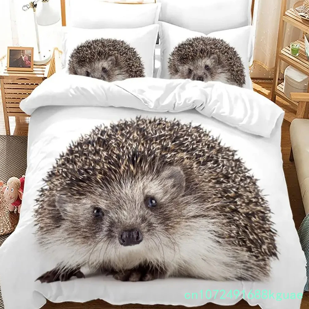 Lovely Animal Hedgehog Bedding Set 3D Print Comfortable Queen King Single Duvet Cover Set Home Textile Decoration Scenery