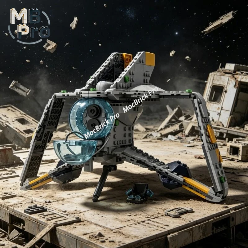 

Retro Shadow Starfighter Building Blocks Creative Stealth Space Combat Vehicle Bricks Leisure Collectible Toy