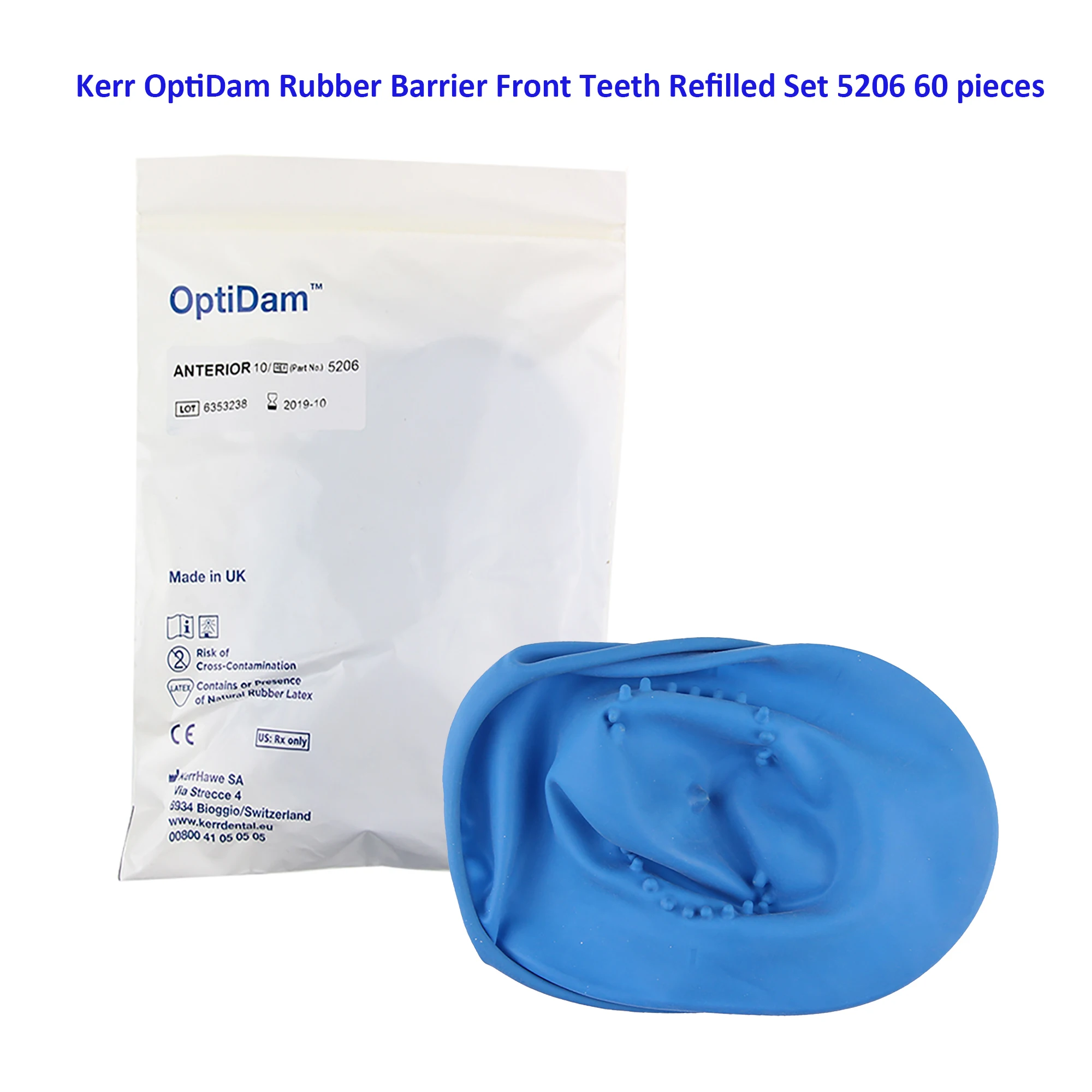

60Pieces/Bag Original OptiDam Rubber Barrier Front Teeth Refilled Set 5206 Rubber Dam for Dental Anterior Teeth Opening Use